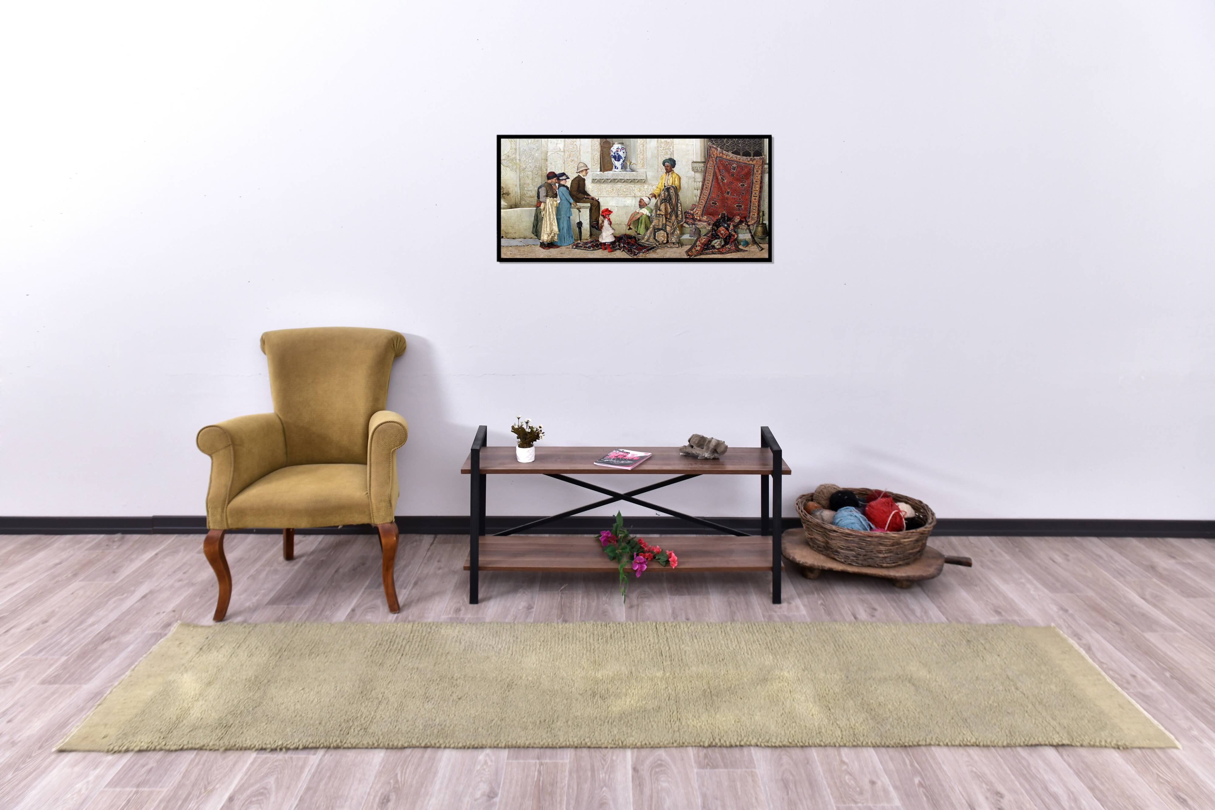 2x10 Green Vintage Runner Rug, 67x310Cm