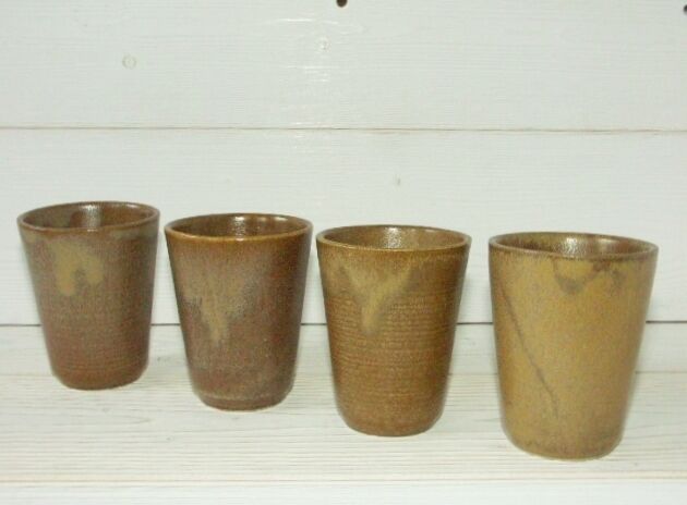Lot 4 Digoin vintage glazed stoneware cups 70/80