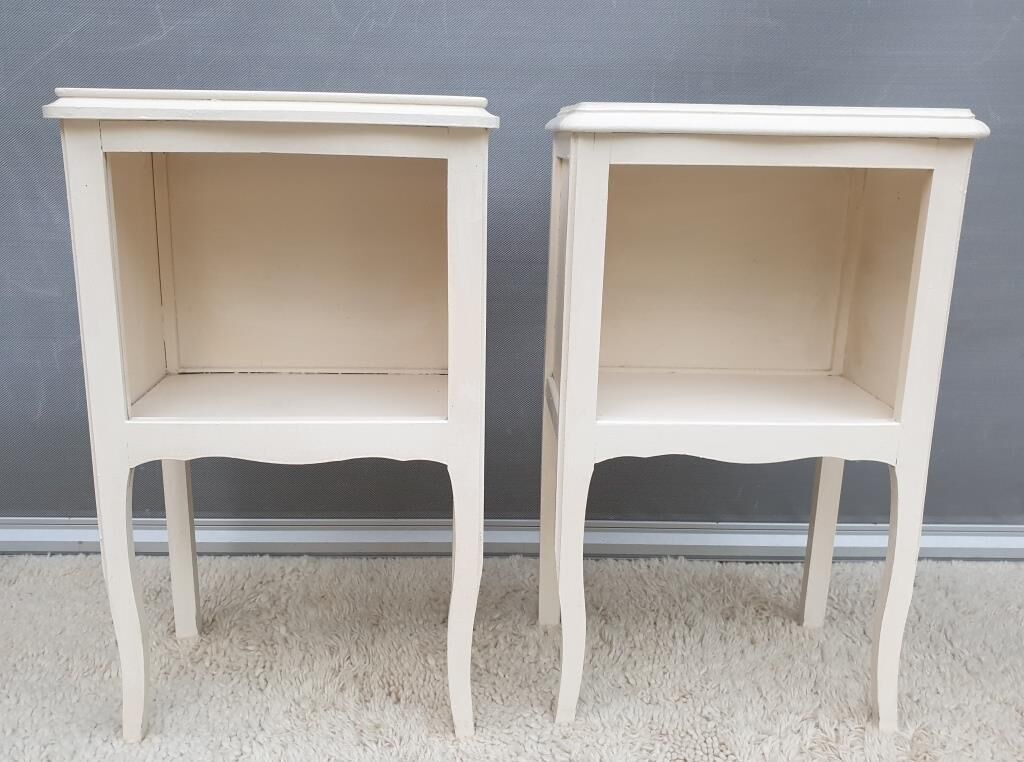 Pair of white vintage bedside tables