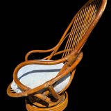 70s rattan and bamboo swivel chair