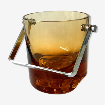 Pierre Schneider ice bucket in amber glass art glassware