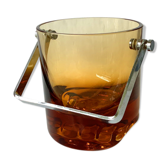 Pierre Schneider ice bucket in amber glass art glassware