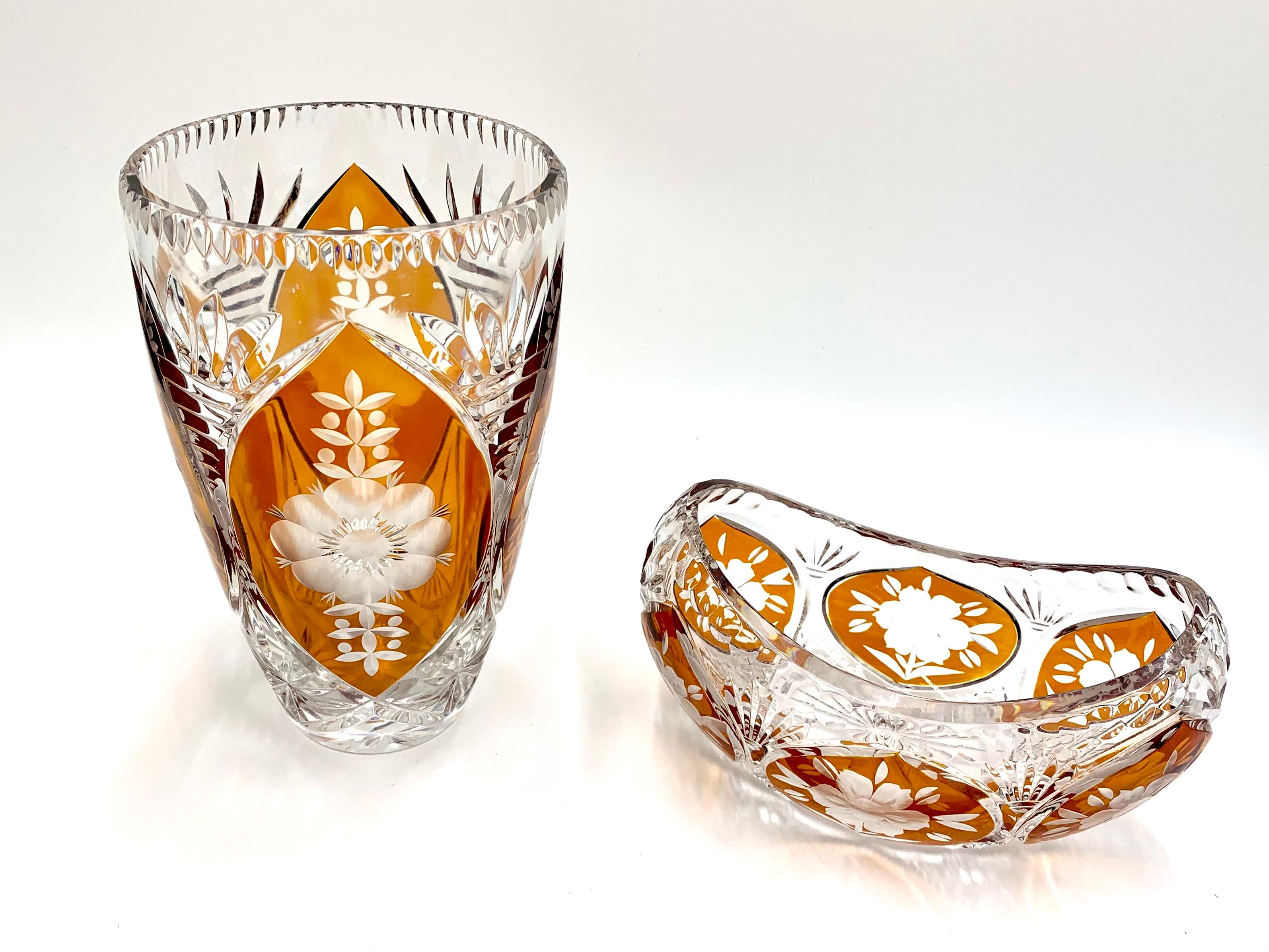 Crystal vase with a bowl, Poland, 1960s