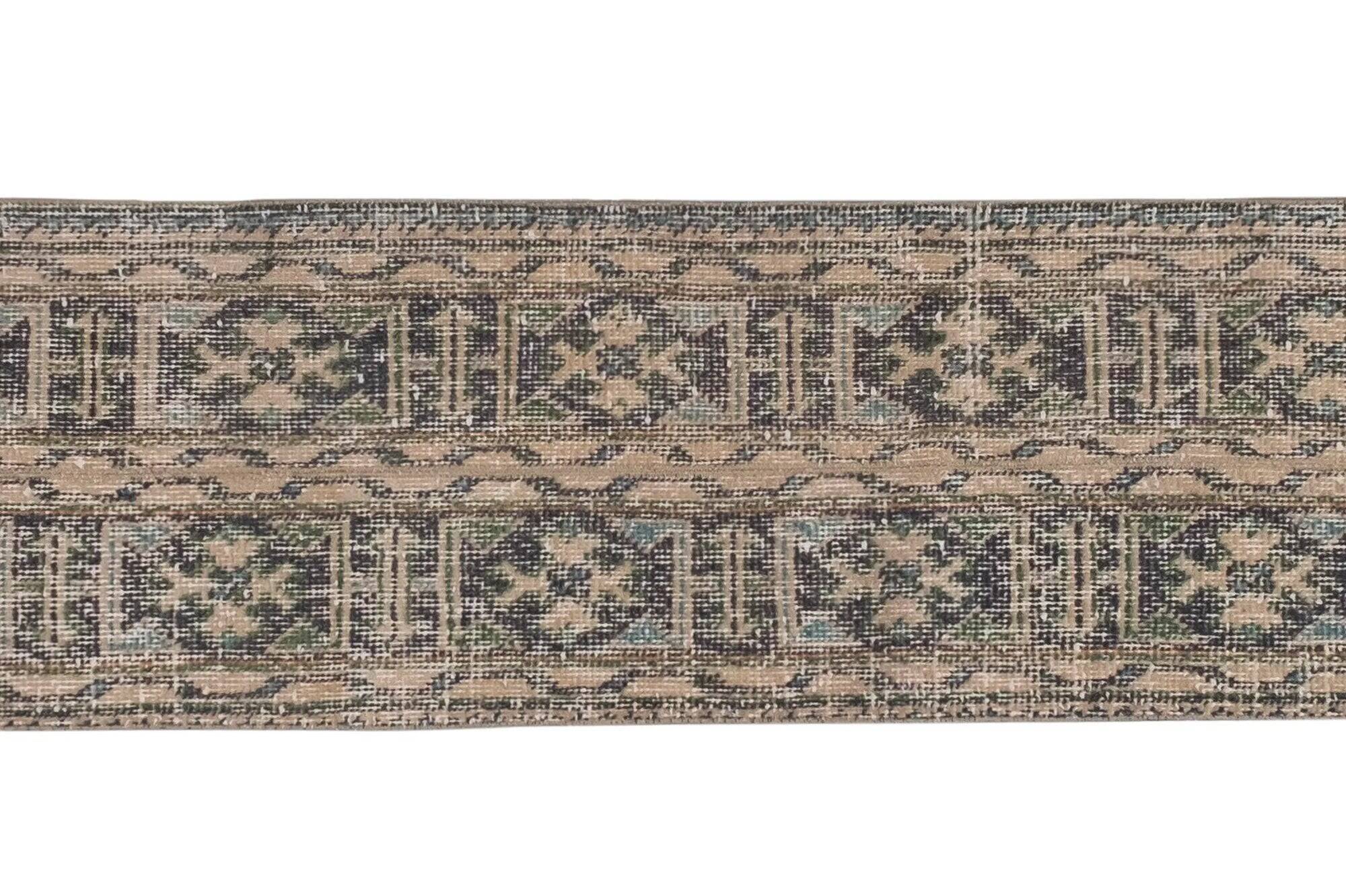 Vintage Turkish hallway rug 45x351 cm