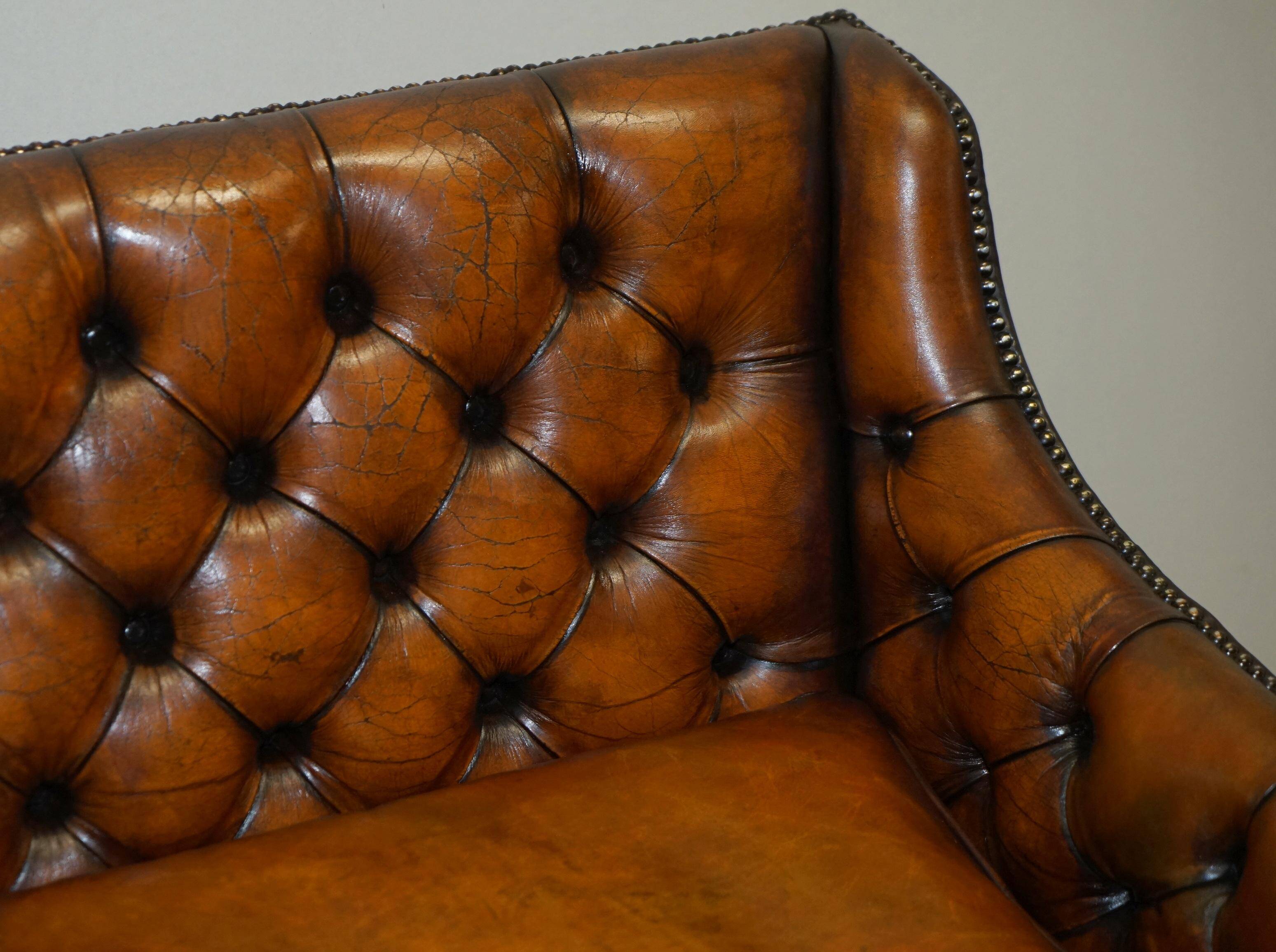 Restored leather Chesterfield sofa in Regency style