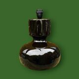 Large vintage lamp base in glazed brown ceramic