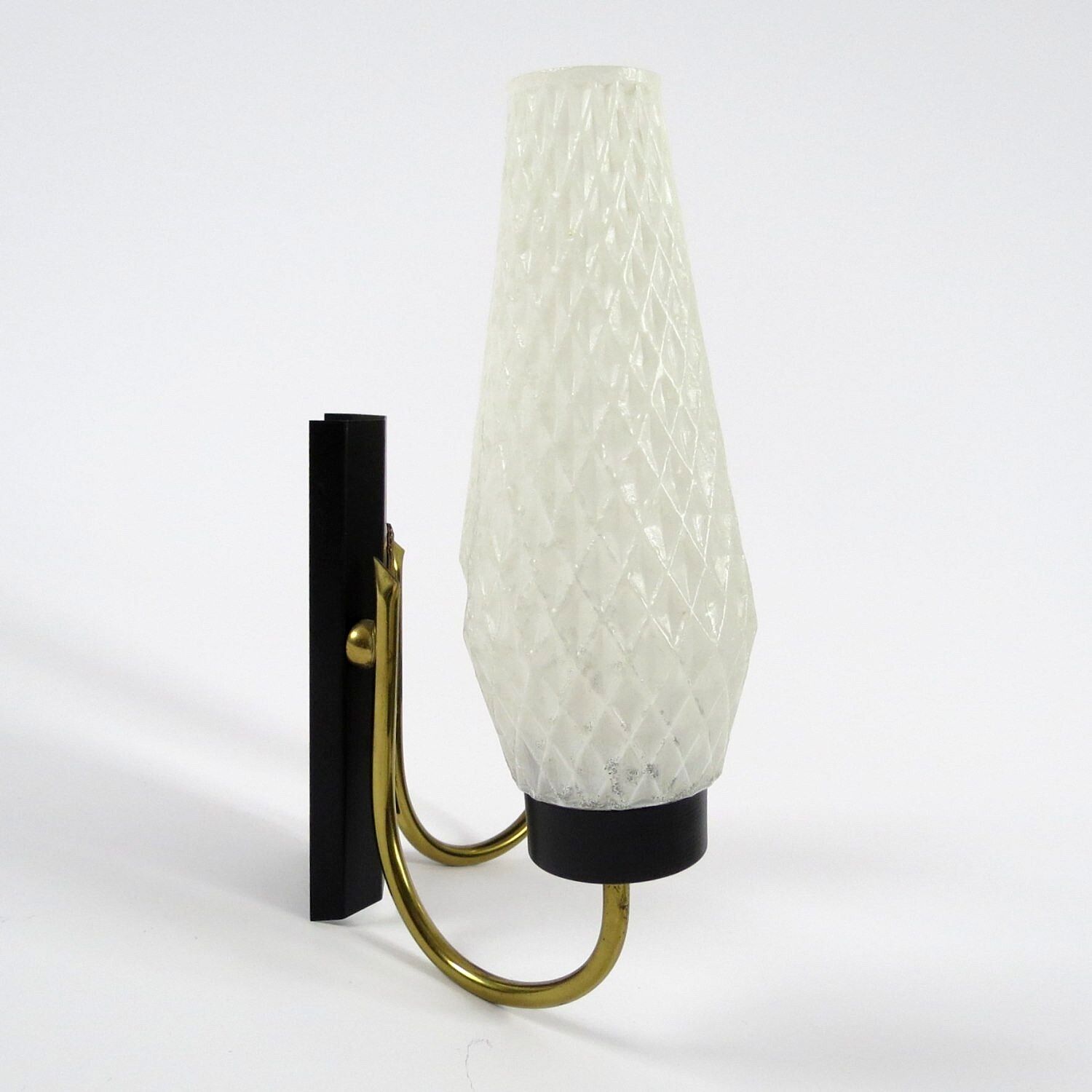 Set of 2 brass and glass wall lamps, 1950s