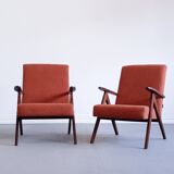 Mid Century Easy Chairs Model B 310 Var in Rusty Brown Boucle