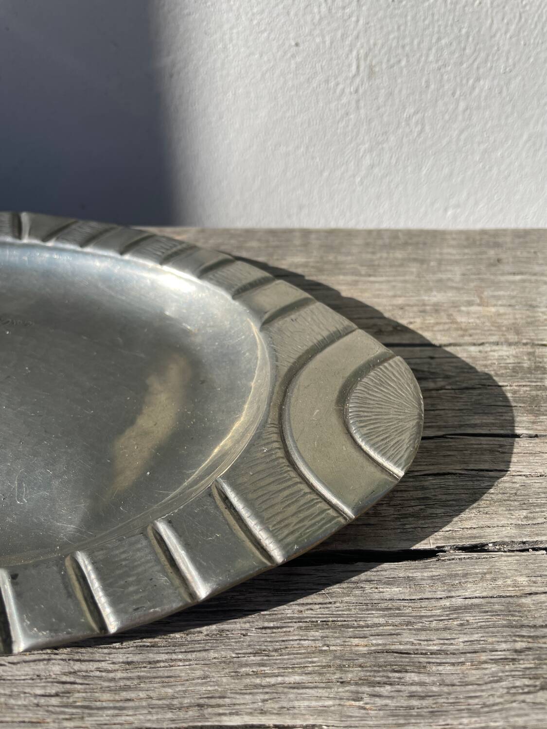 Pewter dish 1900 signed Alice and Eugène Chanal