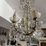 Small antique chandelier with tassels and bronze from the early 20th century