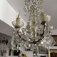 Small antique chandelier with tassels and bronze from the early 20th century
