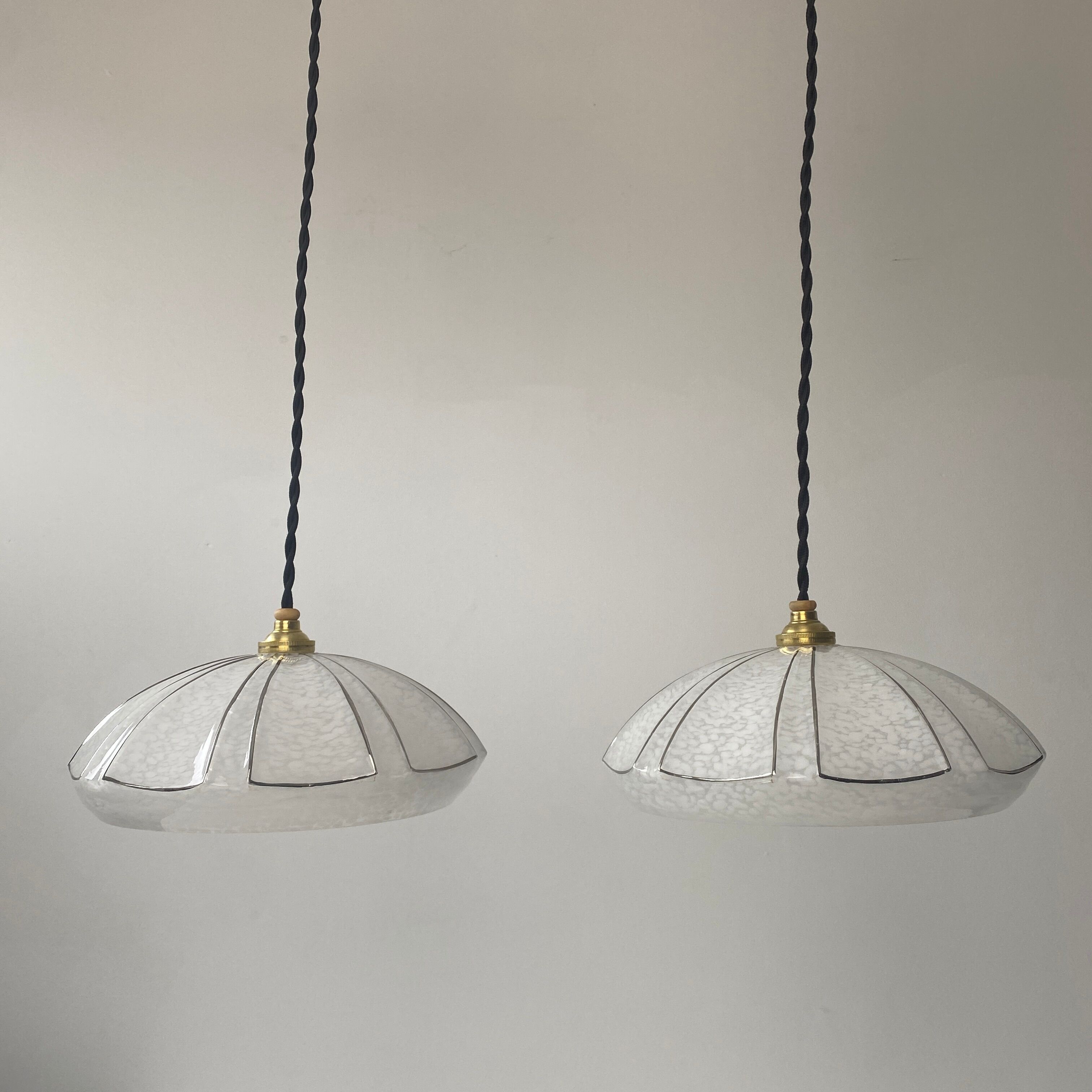 Pair of vintage art-deco pendant lamps