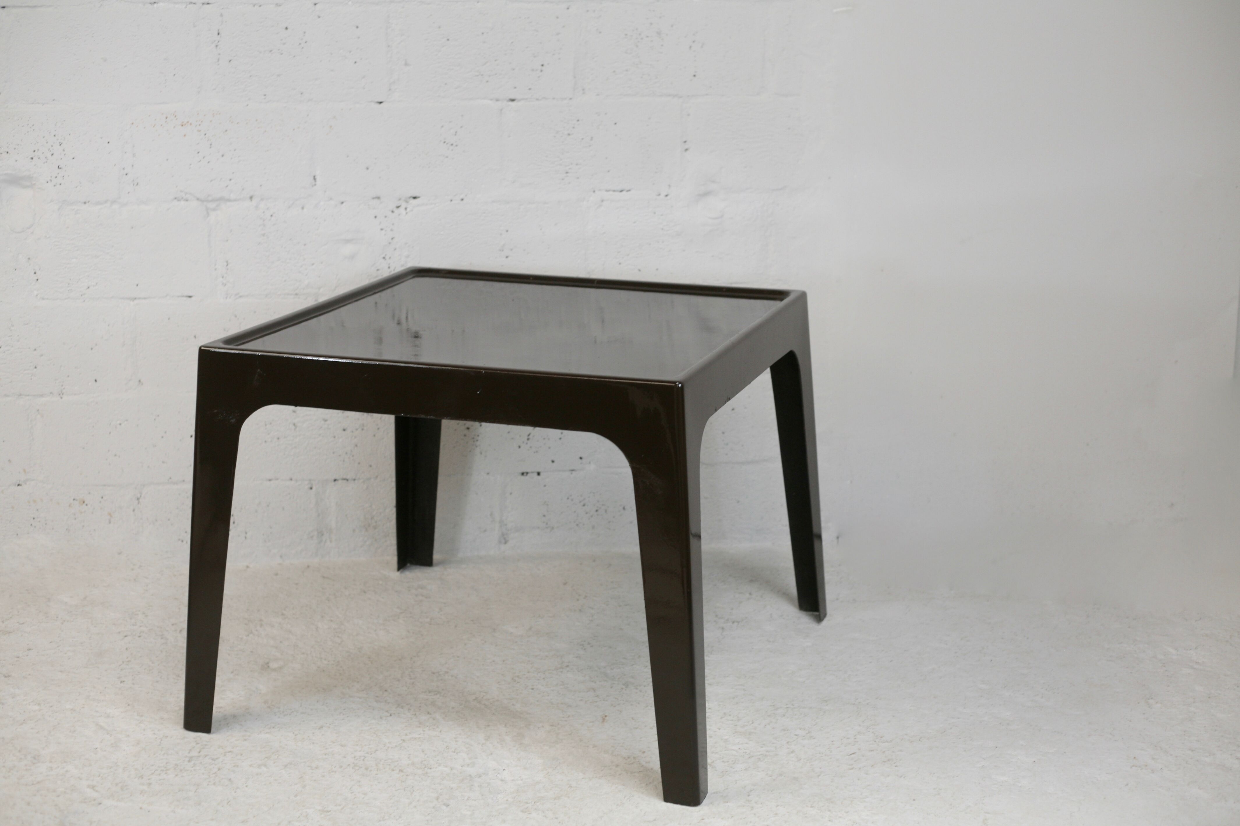Fiberglass table, brown, France, circa 1970