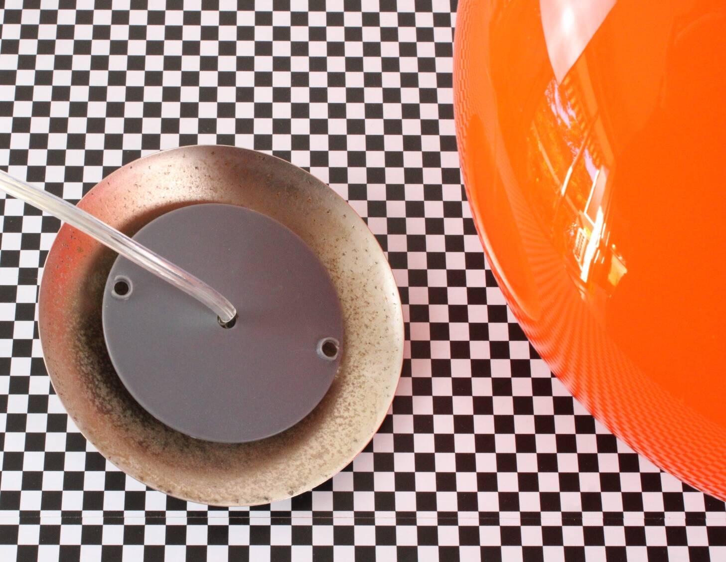 Vintage orange opaline glass pendant light