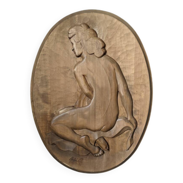 Bas-relief antique oval painting wall sculpture female nude