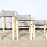 Beige Metal Nesting Tables, attributed to Yves Boutboul – 1970