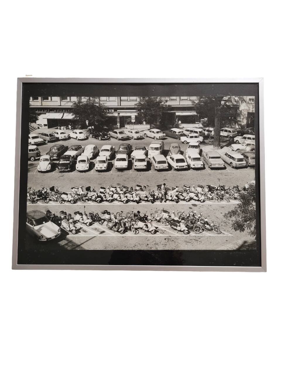 Framed film photograph: cars from the 1950s