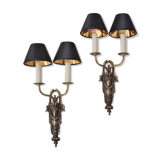 Pair antique sconces wall lights LB Deposé Leboullanger Freres, gilt bronze, 1900 ca, French