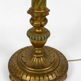 Floor lamp in gilded carved wood and pearly glass lampshade, Art Deco, France, Circa 1920