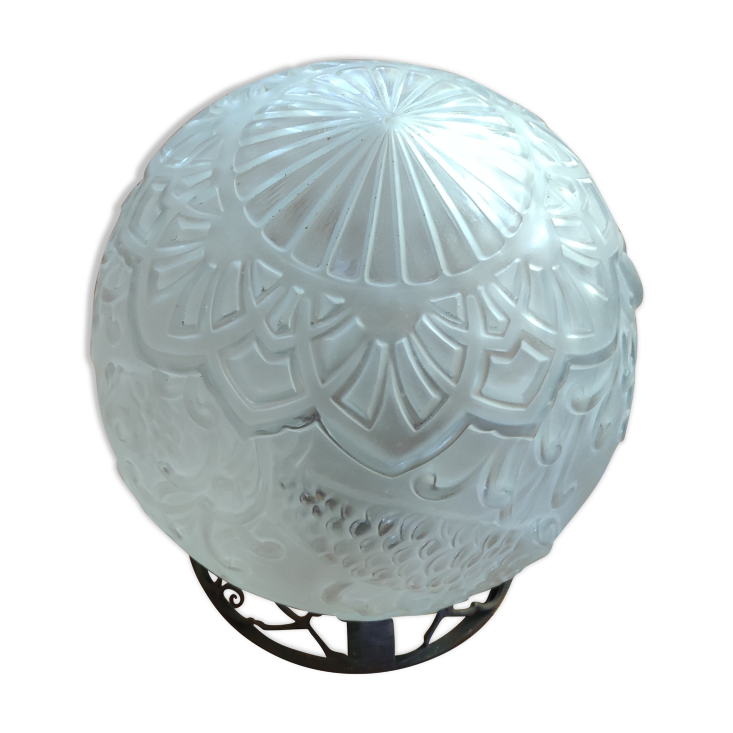 Globe suspension Art Déco/décor poisson