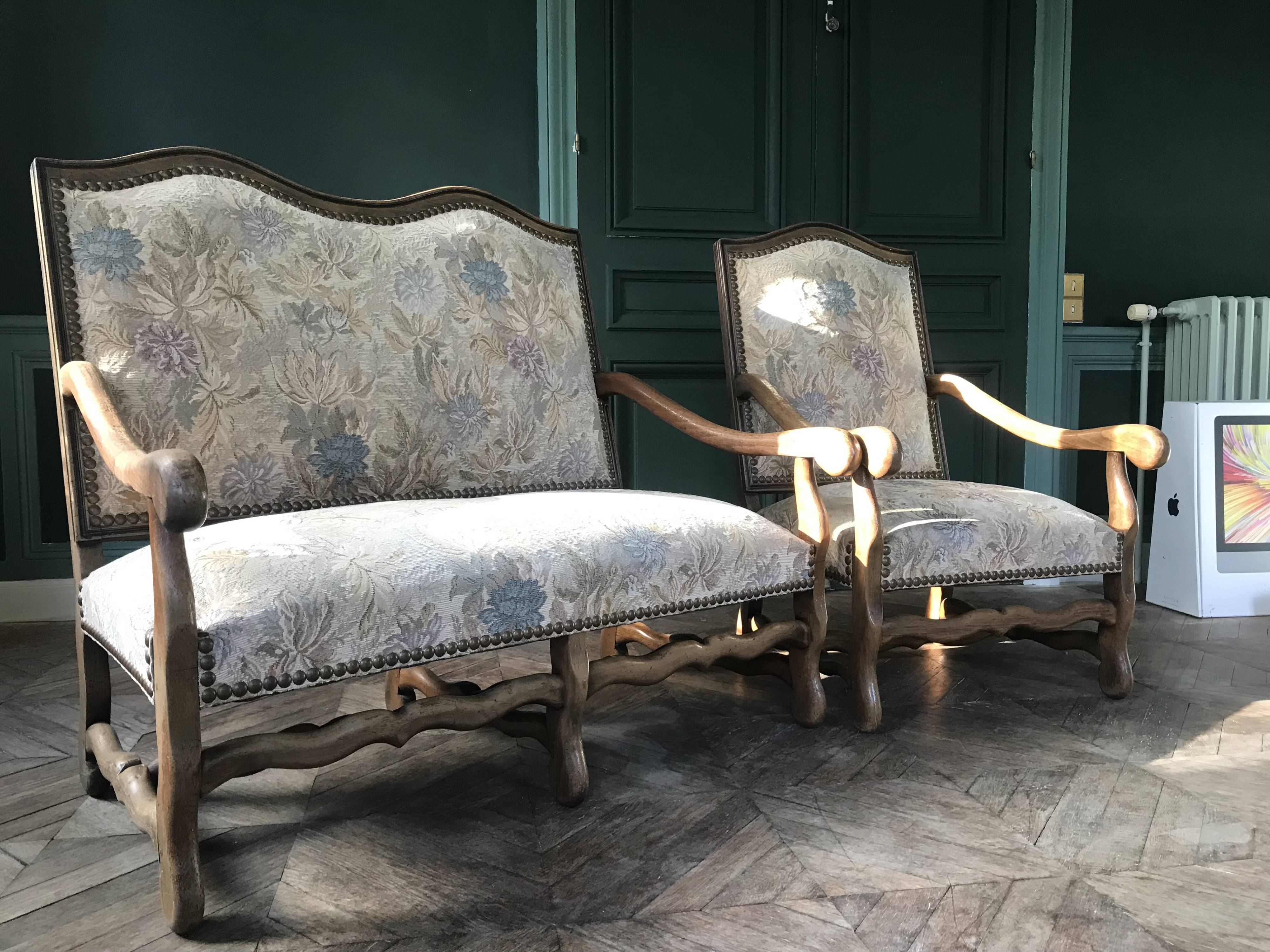 Louis XII bench and armchairs