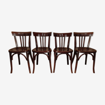 Série de 4 chaises bistrot Fischel Wissembourg années 40