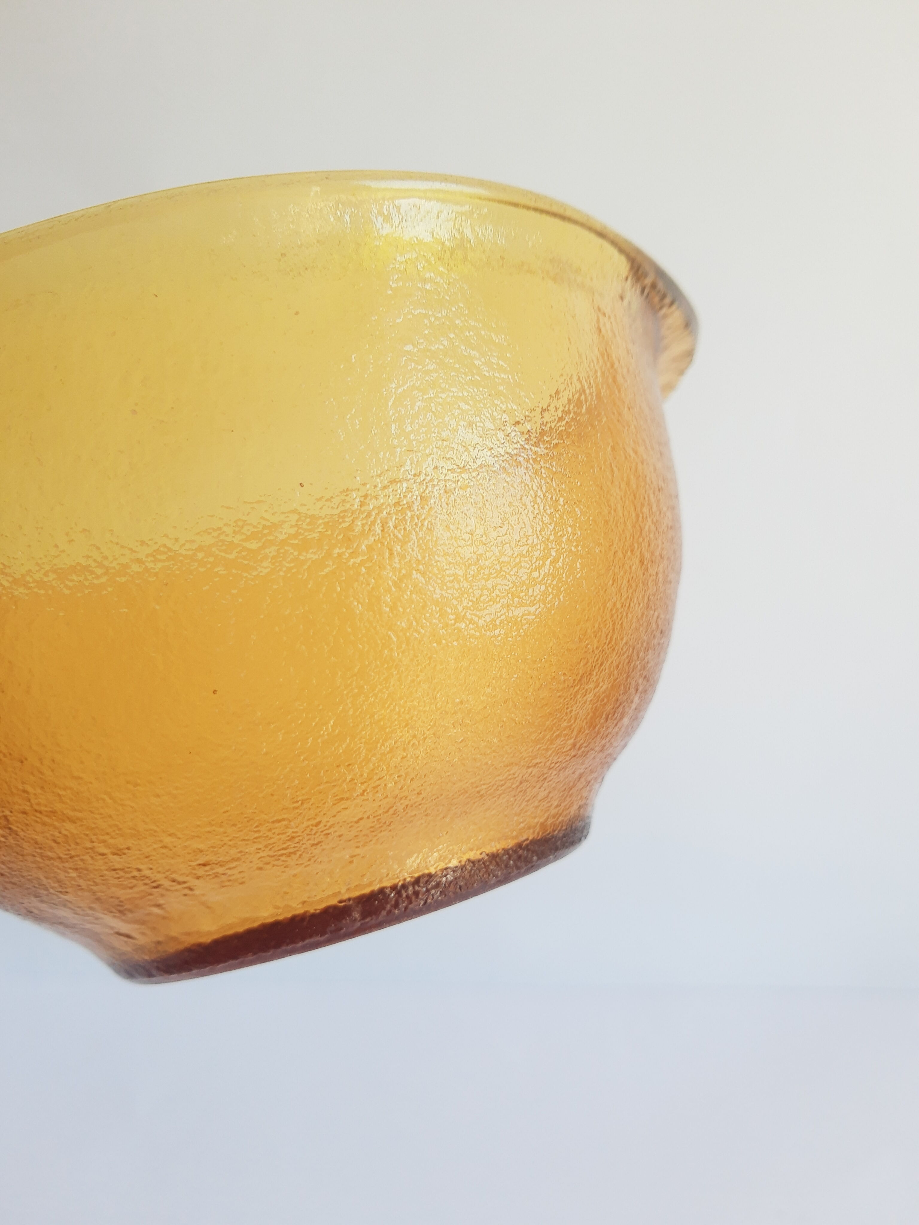 Amber eared bowl frosted old vintage lever