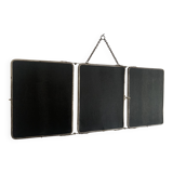 Miroir vintage 1950 triptyque barbier simili lézard noir coiffeur - 27 x 67