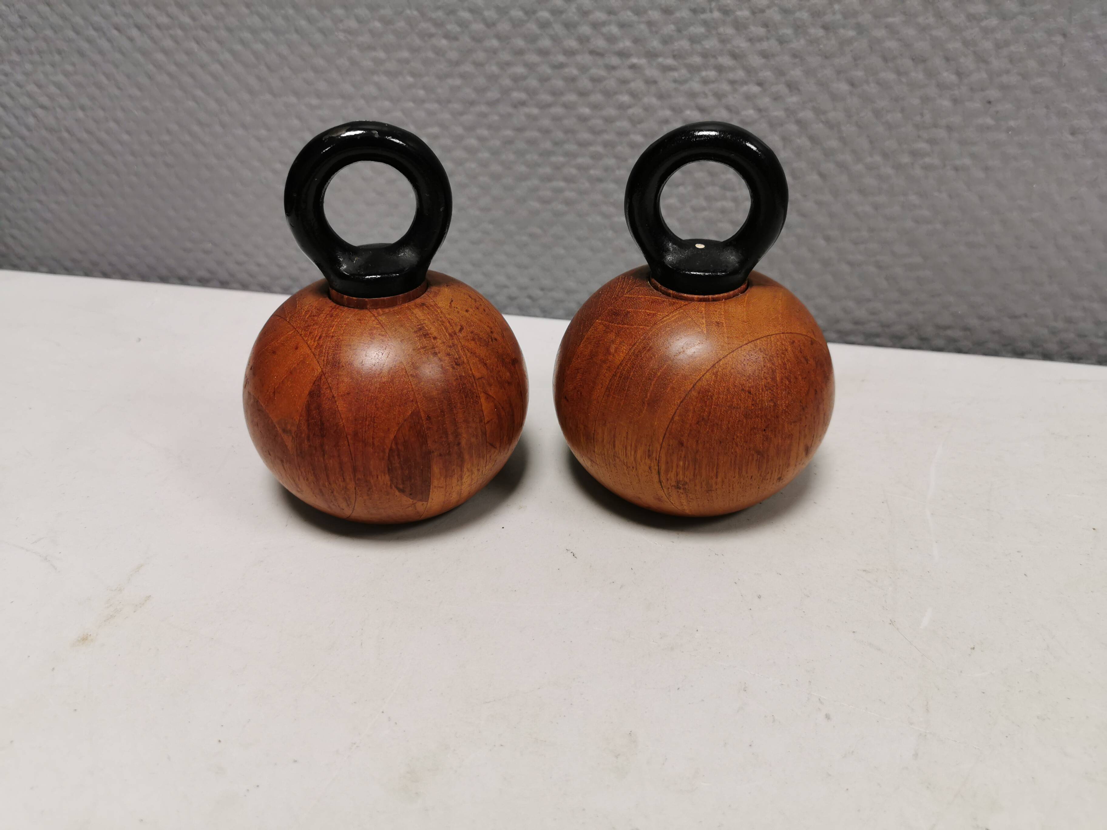 Pepper and salt grinders designed by nissen denmark in teak