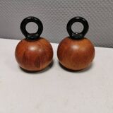 Pepper and salt grinders designed by nissen denmark in teak
