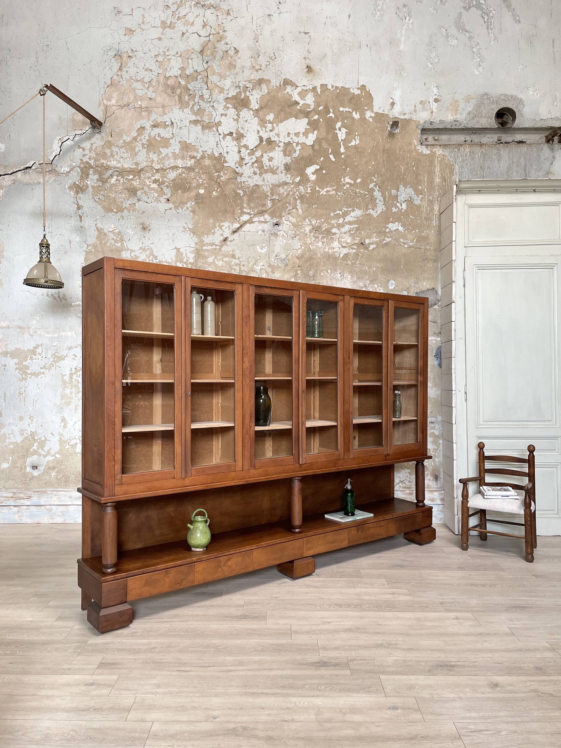 Solid wood display cabinet.