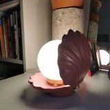 Ceramic shell lamp and opaline bead, saint-jacques, france, 1980
