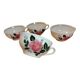Set of 4 antique porcelain cups with rose pattern CNP France