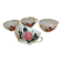 Set of 4 antique porcelain cups with rose pattern CNP France