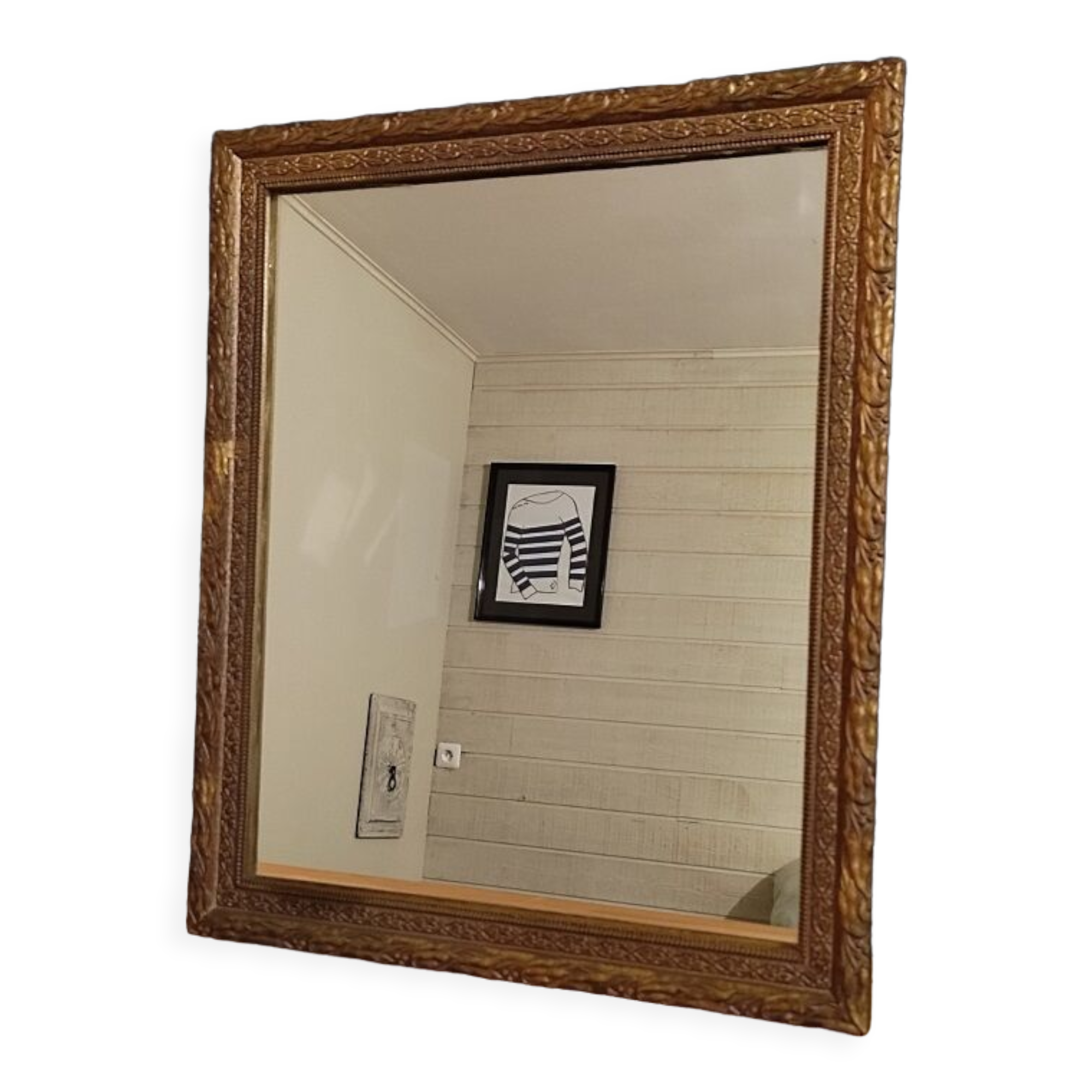 Mirror frame wood plaster gilded stucco