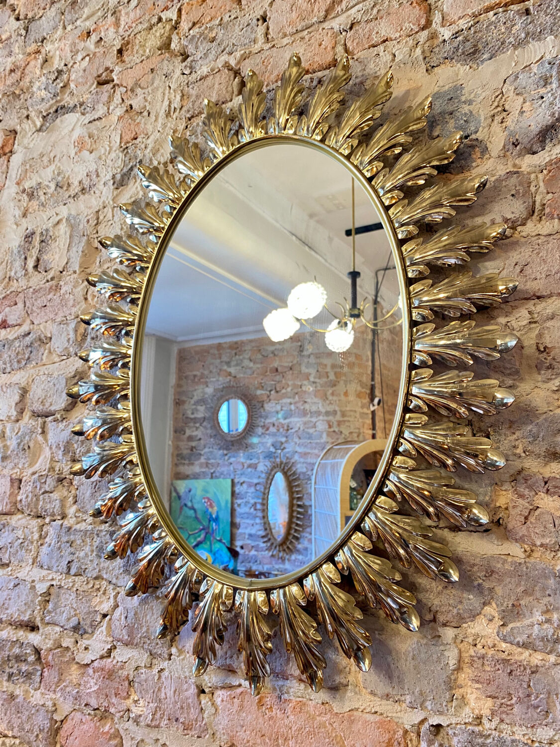 Decknudt oval sun mirror from the 50s/60s