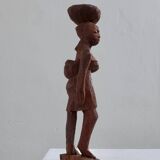 Mid-century hand-carved African woman sculpture