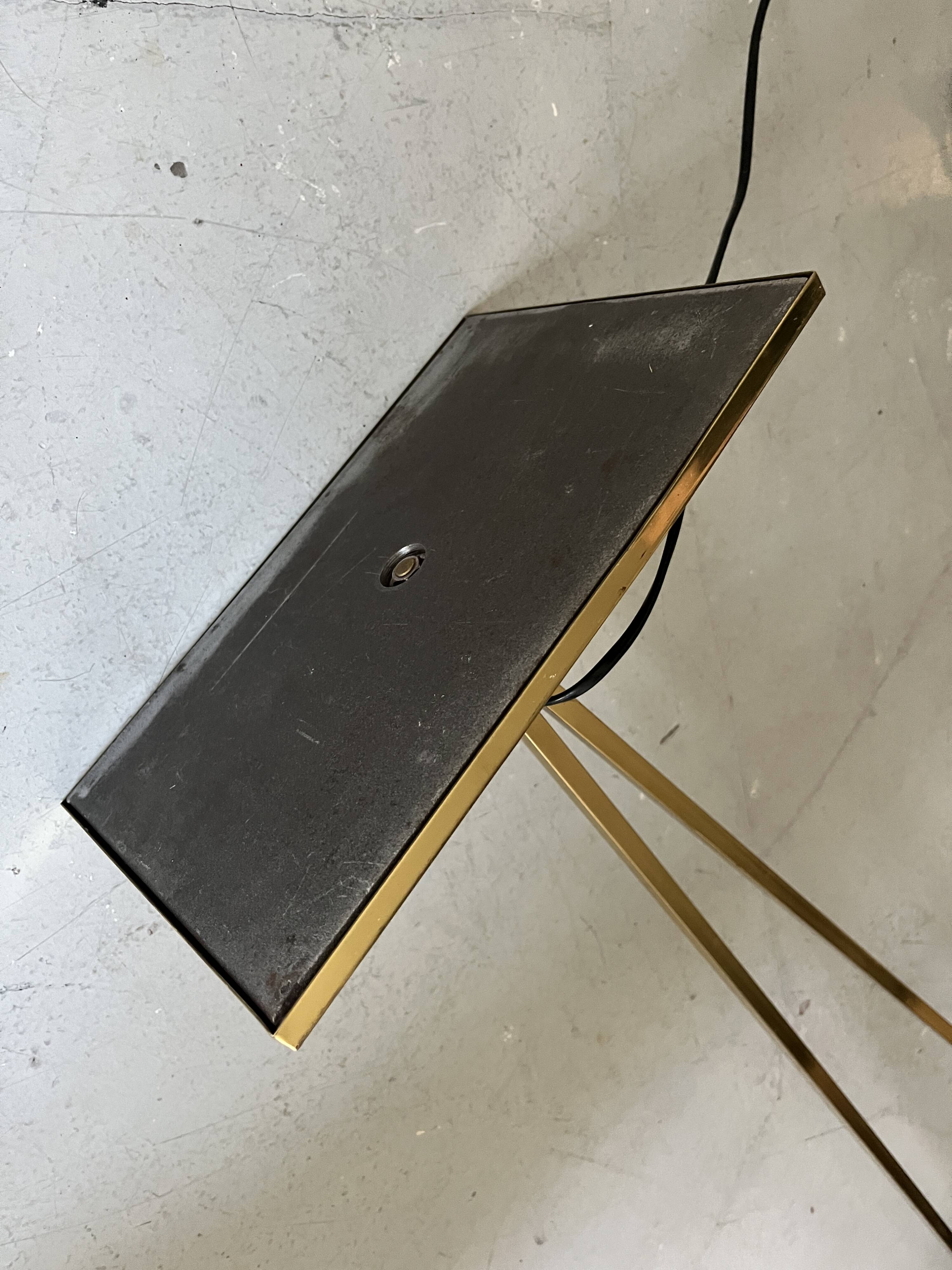 Large halogen floor lamp in polished brass, italy 1970
