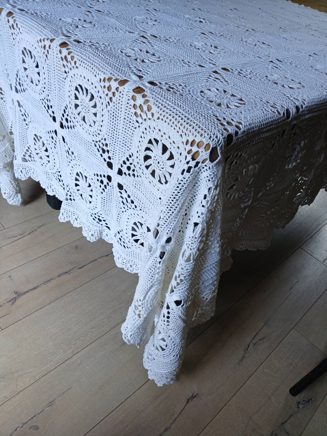 Dessus de lit ancien en crochet fait main