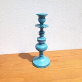 Turquoise blue metal baluster candle holder
