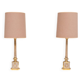 Antique empire brass Column Table Lamps 1950s