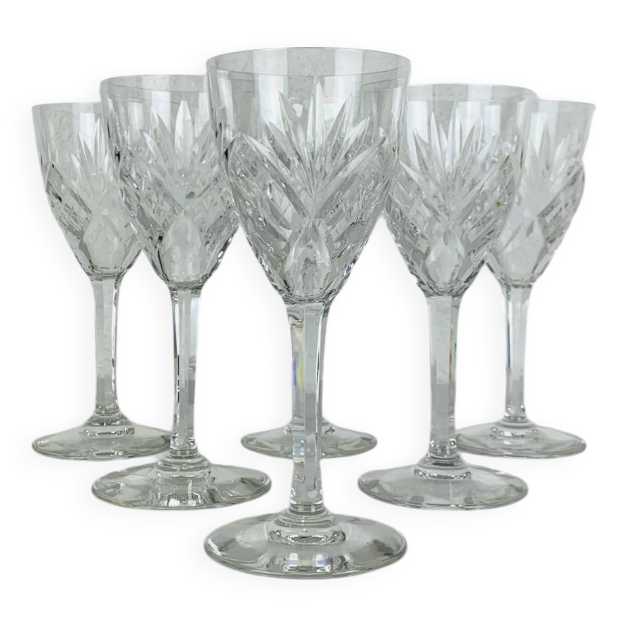 6 large Chantilly model stemmed glasses from Saint Louis, crystal, water or wine