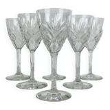6 large Chantilly model stemmed glasses from Saint Louis, crystal, water or wine