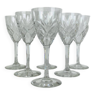 6 large Chantilly model stemmed glasses from Saint Louis, crystal, water or wine