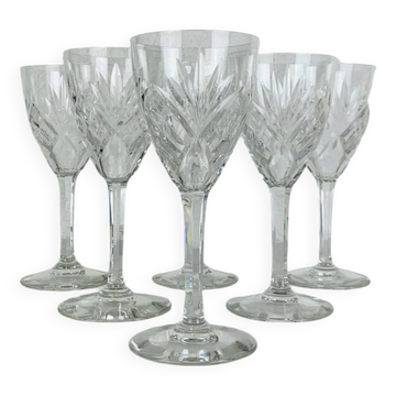 6 large Chantilly model stemmed glasses from Saint Louis, crystal, water or wine