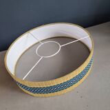 Suspension vintage globe en verre moulé et abat-jour