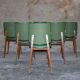 Set of 6 vintage dining room chairs in green skai