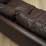 Canapé en cuir marron, design danois, années 1960, production : Danemark