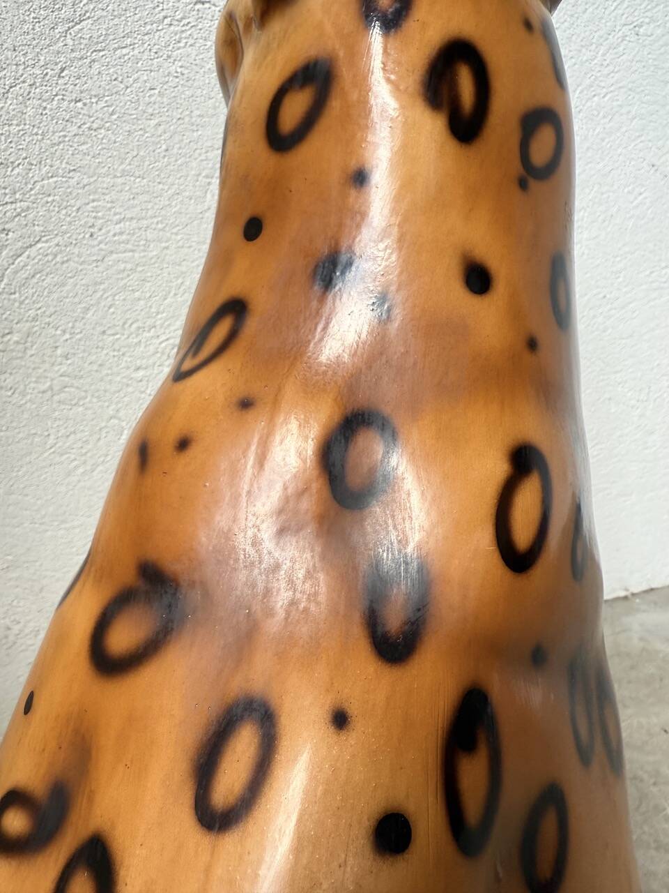 XL Italian ceramic leopard sculpture statue 1970