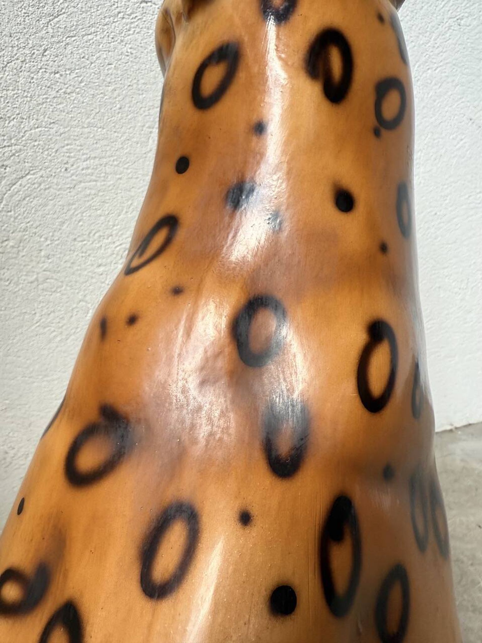 XL Italian ceramic leopard sculpture statue 1970
